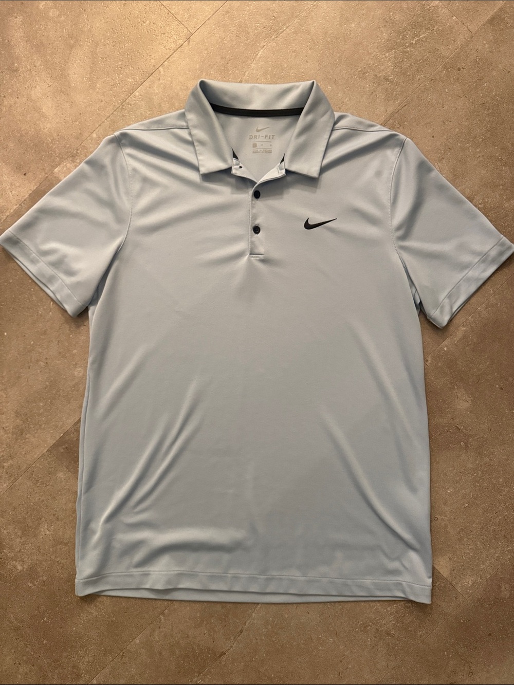 Men’s Nike Light Blue Dri-FIT Golf Polo with Black Swoosh Sz L